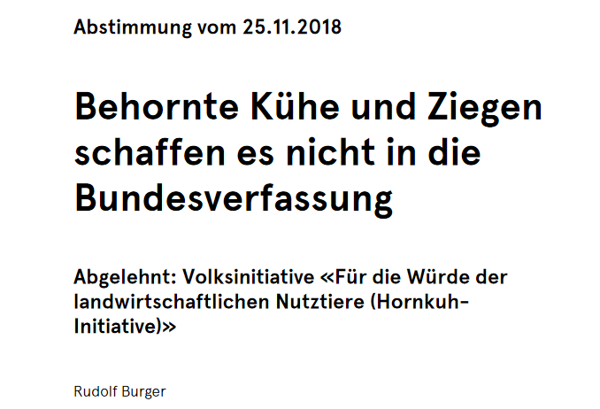 Volksinitiative «Für die Würde der landwirtschaftlichen Nutztiere (Hornkuh-Initiative)»